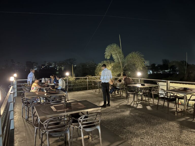 Outdoor terrace dining area at Shivrudra Hotel Lohgaon - Wagholi Rd, Lohegaon, Pune, Maharashtra 411047