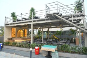 Outdoor terrace dining area at Shivrudra Hotel Lohgaon - Wagholi Rd, Lohegaon, Pune, Maharashtra 411047