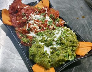 Shivrudra special chicken dish served with green chutney in Pune